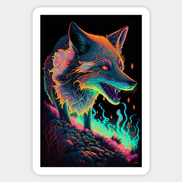 Psychedelic Fox Sticker by RichieDuprey